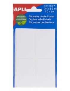 Apli Etiquetas Doble Frontal Blancas 34.0 x 53.0mm