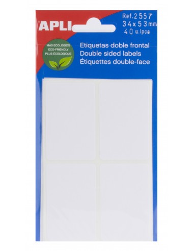 Apli Etiquetas Doble Frontal Blancas 34.0 x 53.0mm