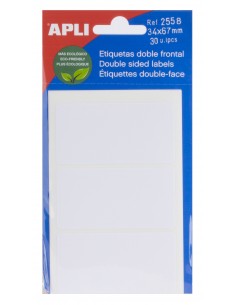 Apli Etiquetas Doble Frontal Blancas 34.0 x 67.0mm