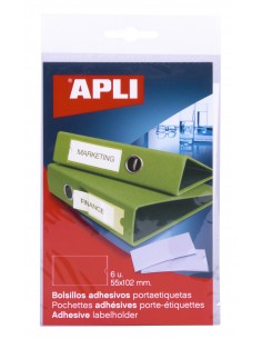 Apli Bolsillos Adhesivos para Etiquetas - 55 x 102mm - Cambia la Informacion de la Etiqueta Segun tus Necesidades - Contiene