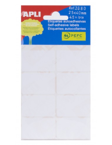 Apli Etiquetas Minibolsa Blancas 25.0 x 40.0mm 6 Hojas