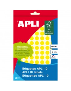 Apli Etiquetas 10 Amarillas Ø 10mm 8 Hojas