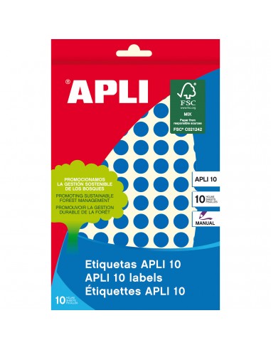 Apli Etiquetas 10 Azules Ø 10mm 8 Hojas