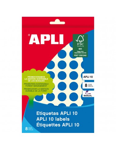 Apli Etiquetas 10 Azules Ø 13mm 8 Hojas