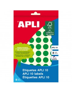 Apli Etiquetas 10 Verdes Ø 13mm 8 Hojas