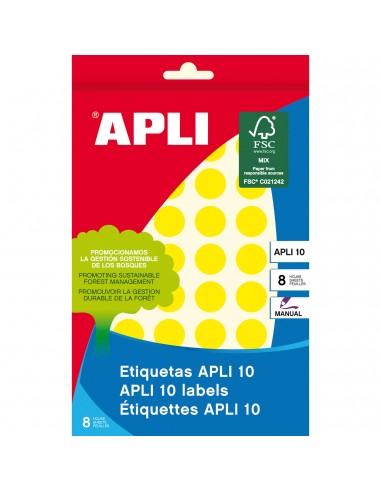 Apli Etiquetas 10 Amarillas Ø 16mm 8 Hojas