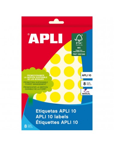 Apli Etiquetas 10 Amarillas Ø 19mm 8 Hojas