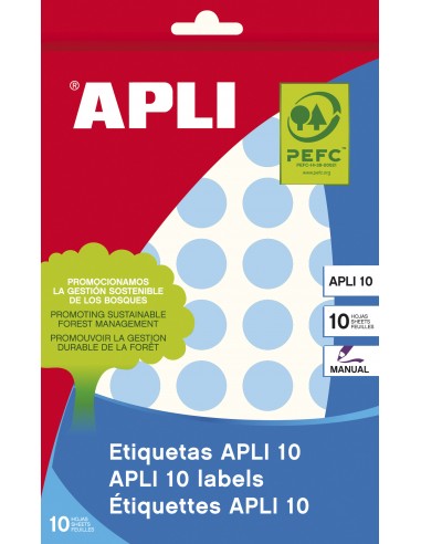 Apli Etiquetas 10 Azules Ø 19mm 8 Hojas