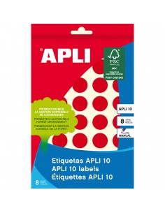 Apli Etiquetas 10 Rojas Ø 19mm 8 Hojas