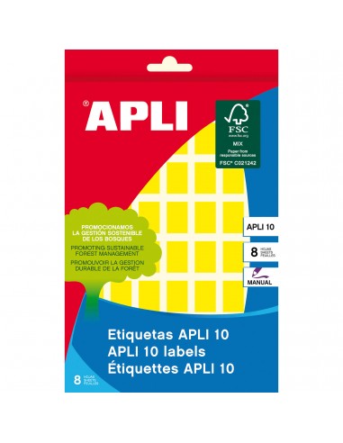 Apli Etiquetas 10 Amarillas 12 x 18mm 8 Hojas