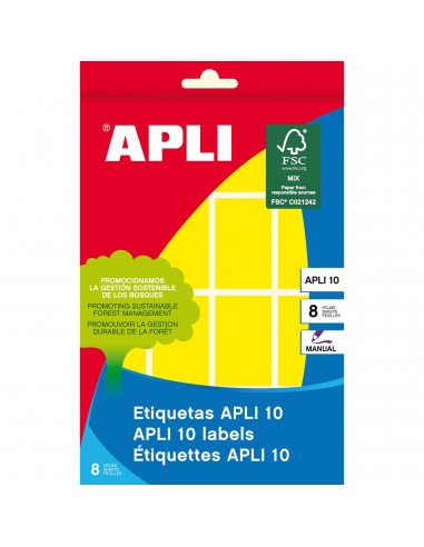 Apli Etiquetas 10 Amarillas 25 x 40mm 8 Hojas