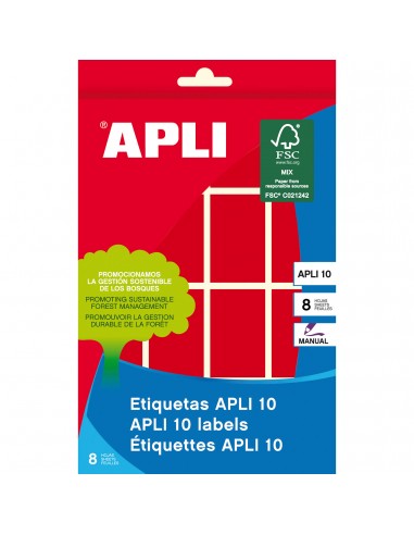Apli Etiquetas 10 Rojas 25 x 40mm 8 Hojas
