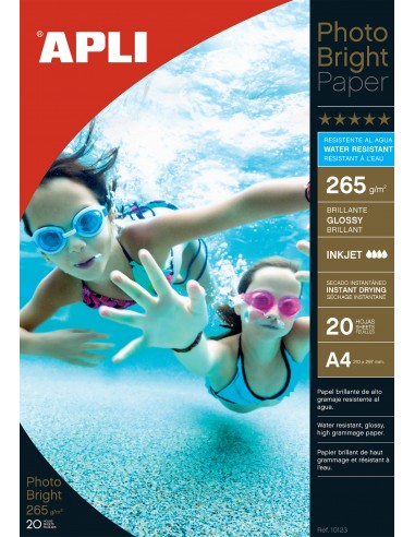 Apli Papel Fotografico Photobright Resistente Al Agua A4 265g 20 Hojas