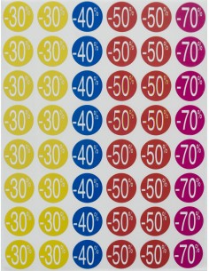 Apli Etiquetas de Descuento -30--70-Ø 24mm 5 Hojas