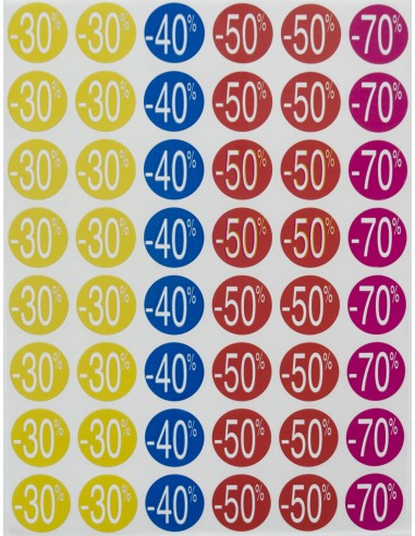 Apli Etiquetas de Descuento -30--70-Ø 24mm 5 Hojas