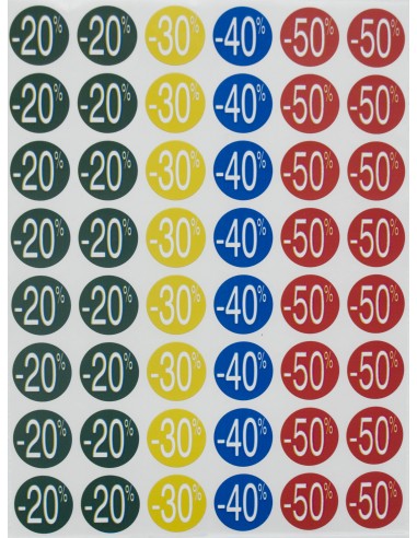 Apli Etiquetas de Descuento -20--50-Ø 24mm 5 Hojas
