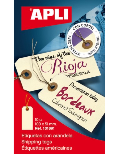 Apli Etiquetas con Arandela e Hilo 100 x 51mm 10 U.