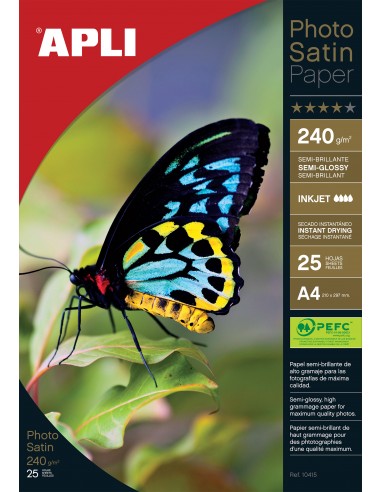Apli Papel Fotografico Photosatin A4 240g 25 Hojas