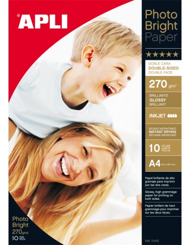 Apli Papel Fotografico Photobright Doble Cara A4 270g 10 Hojas