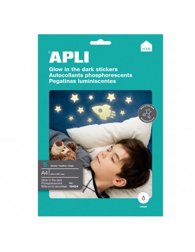 Apli Etiquetas Brillo en la Oscuridad 210 x 297mm 5 Hojas