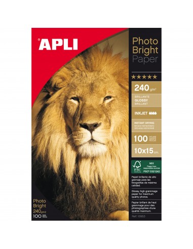 Apli Papel Fotografico Photobright 10 x 15 cm 240g 100 Hojas