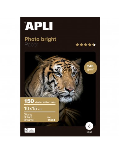 Apli Papel Fotografico Photobright 10 x 15 cm 240g 150 Hojas