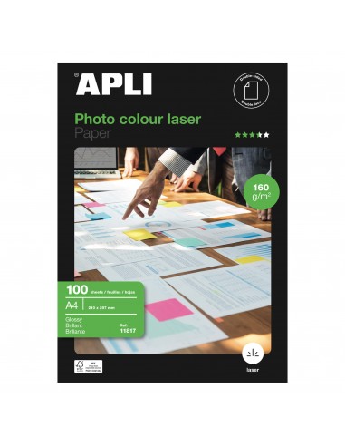 Apli Papel Fotografico Colour Laser A4 160g 100 Hojas