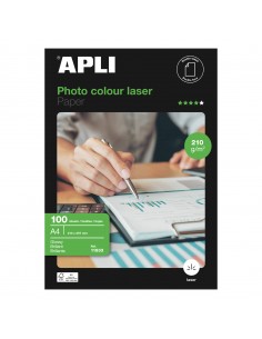 Apli Papel Fotografico Colour Laser A4 210g 100 Hojas