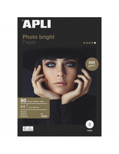 Apli Papel Fotografico Photobright A4 200g 50 Hojas