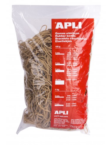 Apli Gomas Elasticas Ø 80 x 2mm - 1kg de Contenido - Gran Elasticidad y Excelente Resistencia - 70-de Caucho Natural