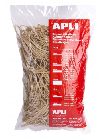Apli Gomas Elasticas de Caucho Natural - Ø 160 x 3mm - Gran Elasticidad y Resistencia - 1kg de Contenido
