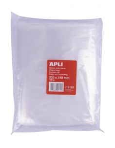 Apli Bolsas Zip Auto Cierre Transparentes 220x310mm - Material LDPE - Cierre Seguro y Facil Manipulacion - Uso Alimenticio -