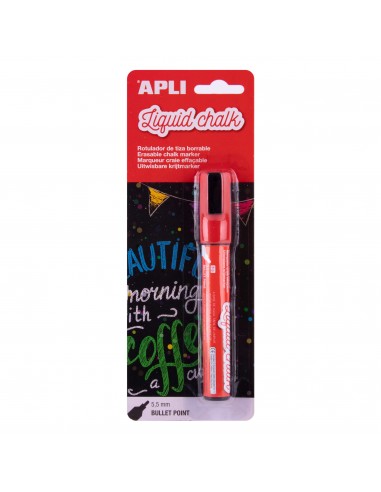 Apli Rotulador de Tiza Liquida - Punta Redonda de 5.5mm - Facil de Borrar con Paño Humedo - Secado Rapido y Uso Sencillo -