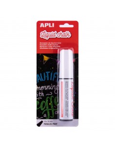 Apli Rotulador de Tiza Liquida Paralelo 10x15mm Blanco - Facil de Borrar con Paño Humedo - Secado Rapido y Uso Sencillo