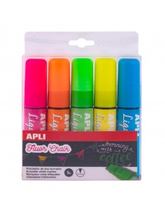Apli Rotuladores de Tiza Liquida - Punta Paralela 10x15mm - Colores Surtidos para Pizarras y Superficies No Porosas