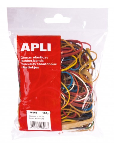 Apli Gomas Elasticas Surtidas - Contenido 100g - Gran Elasticidad y Resistencia - 70-Caucho Natural
