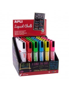 Apli Rotuladores de Tiza Liquida - Punta Redonda de 5.5mm - Colores Surtidos para Pizarras-Plastico-Ventanas y Mas - Facil