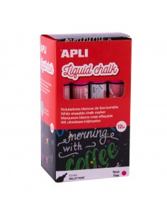 Apli Rotulador de Tiza Liquida Rosa - Punta Redonda - Ideal para Pizarras-Plastico-Ventanas-Ceramica-Vinilos-Metal-Etc