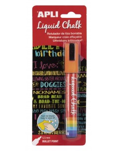 Apli Rotulador de Tiza Liquida - Punta Redonda de 5.5mm - Ideal para Pizarras-Plastico-Ventanas-Ceramica-Vinilos-Metal