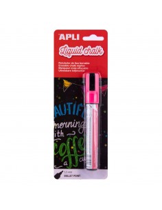 Apli Rotulador de Tiza Liquida Rosa - Punta Redonda de 5.5mm - Ideal para Pizarras-Plastico-Ventanas-Ceramica-Vinilos