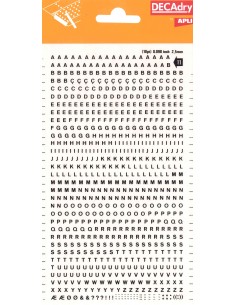 Apli Letras Transferibles Mayusculas Negras 2.5mm 730 Caracteres