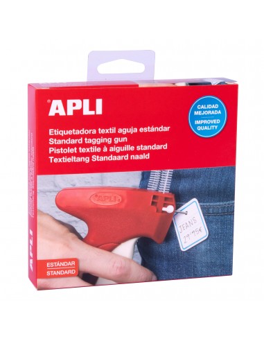 Apli Etiquetadora Textil Estandar - Incluye Tapon de Proteccion y Correa de Muñeca - Compatible con Agujas y Navetes Apli