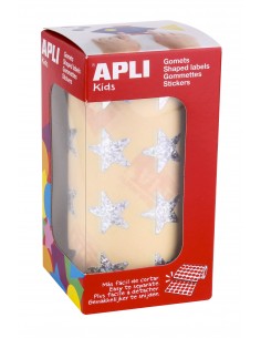 Apli Gomets Estrella Holograficos 19.5mm - 1416 Unidades por Rollo - Ideal para Actividades Infantiles - Cumple Normas de