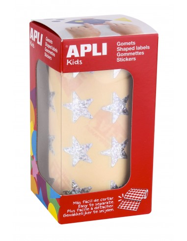 Apli Gomets Estrella Holograficos 19.5mm - 1416 Unidades por Rollo - Ideal para Actividades Infantiles - Cumple Normas de