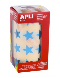 Apli Gomets Estrella Azul Metalizado - Tamaño 19.5mm - Adhesivo Permanente - 1416 Gomets por Rollo - Ideal para Actividades