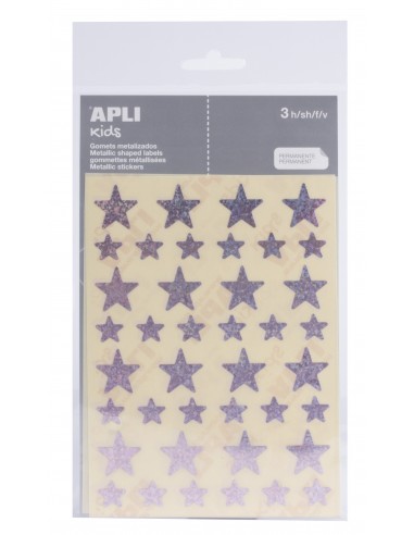 Apli Gomets Estrella Holograficos - Tamaño 12.5mm y 19.5mm - Adhesivo Permanente - 120 Gomets por Bolsa - Desarrollo de