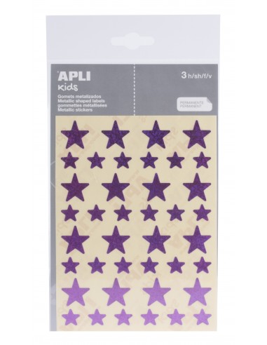 Apli Gomets Estrella Holograficos - Tamaño 12.5mm y 19.5mm - Adhesivo Permanente - 120 Unidades por Bolsa - Desarrollo de