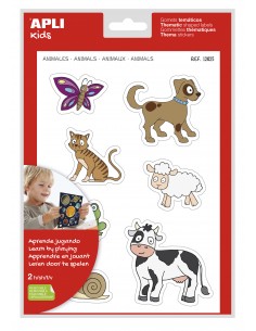 Apli Gomets Tematicos Animales xL - 28 Gomets en 2 Hojas A4 - Desarrollados con Educadores - Adhesivo Removible - Tamaño xL
