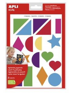 Apli Gomets Tematicos Formas Geometricas xL - 2 Hojas A4 (64 Gomets) - Desarrollados con Educadores - Adhesivo Removible -