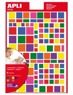 Apli Gomets Cuadrados Adhesivo Removible - Tamaños Surtidos - 732 Gomets por Bolsa - Desarrollo de Habilidades y Creatividad